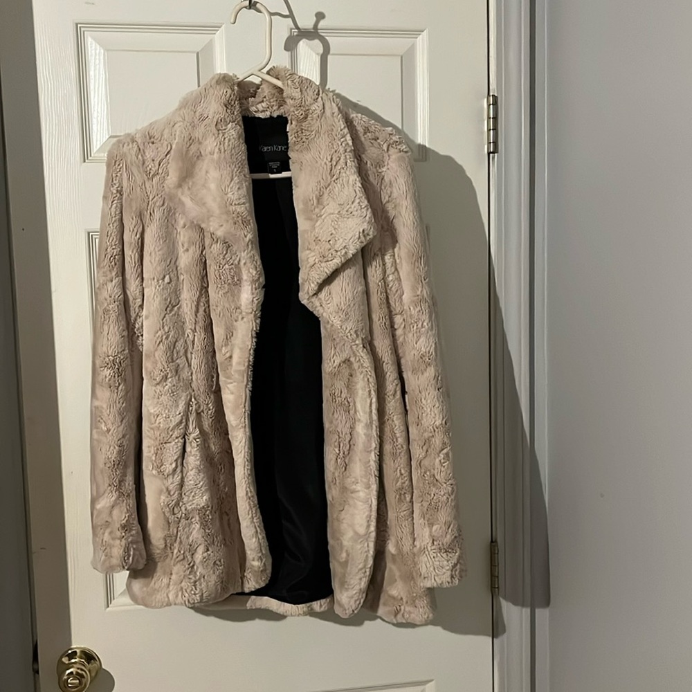 Karen Kane faux fur jacket.